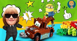 Mega Bloks Minions despicable playing with Lego Lightning McQueen Mater Truck (gertit ToysReview)